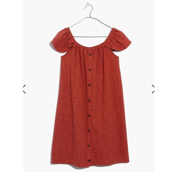 Madewell Texture & Thread Off The Shoulder Dress Red Size Small - Picture 1 of 8